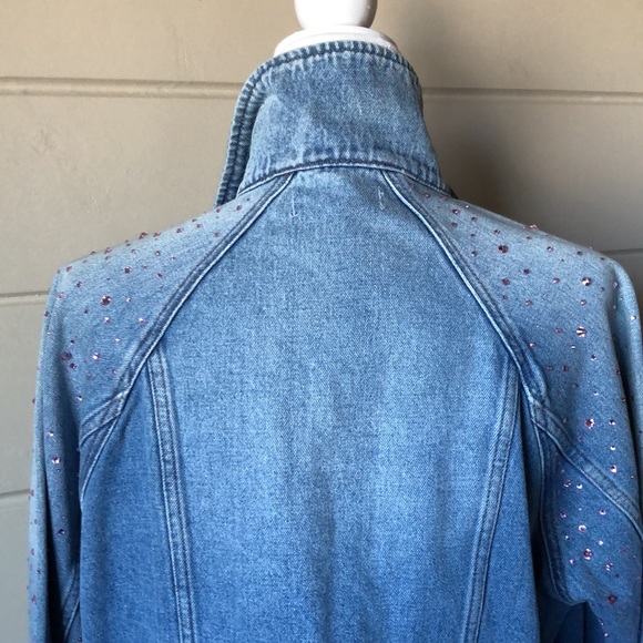 Custom Bedazzled Oversized Jean Jacket Size XS - Picture 8 of 17